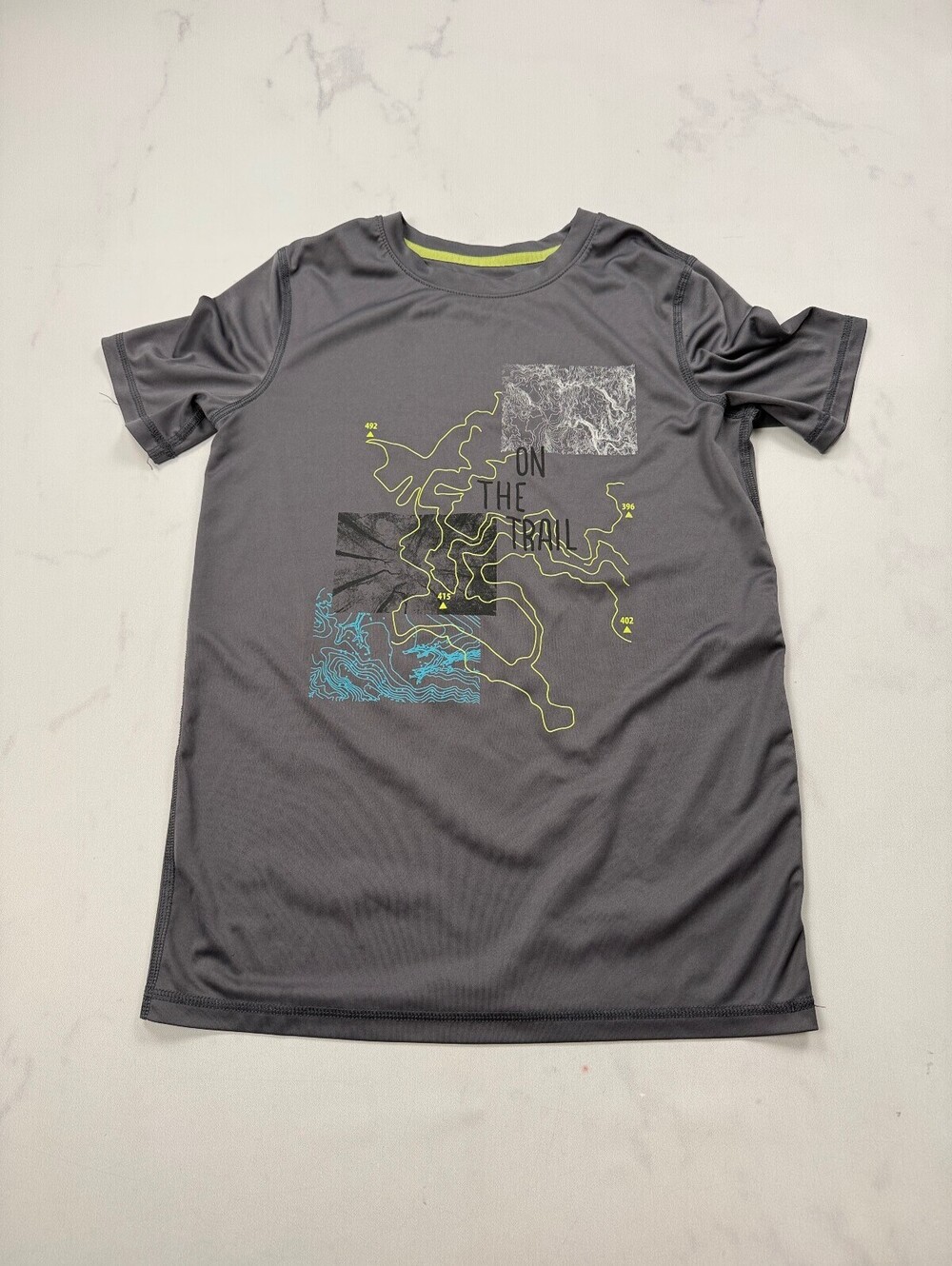 All In Motion On The Trail Graphic Tee Gray Contemporary Street Style - Boys L